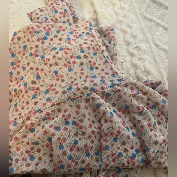 AFRM Floral Multicolor MESH Dress no under slip Turtleneck - Picture 3 of 5